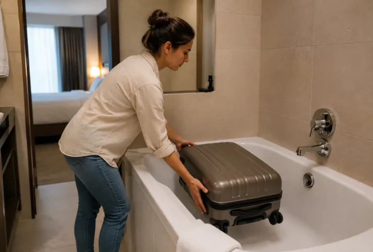 Here’s Why You Should Always Put Your Suitcase In The Hotel Bathtub First- It Could Save You A Huge Headache Later
