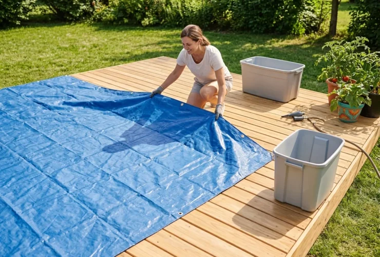 She Lays A Tarp Over Her Deck for This And Other Brilliant Summer Backyard Ideas!