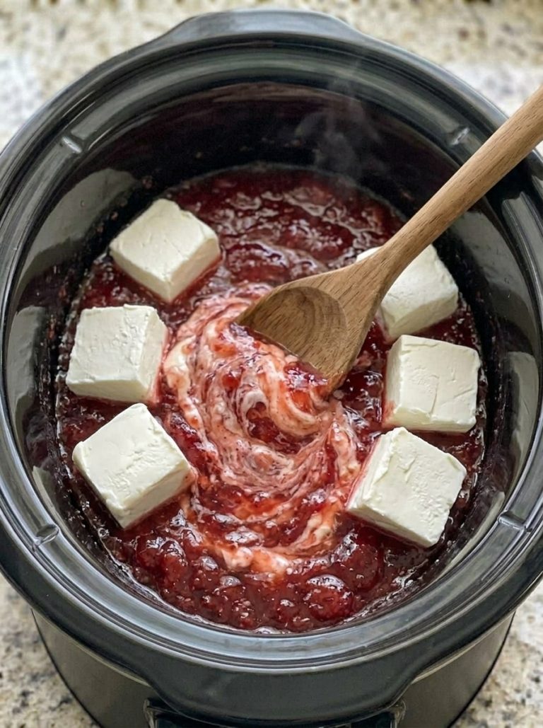 4-Ingredient Slow Cooker Strawberry Cheesecake Dip